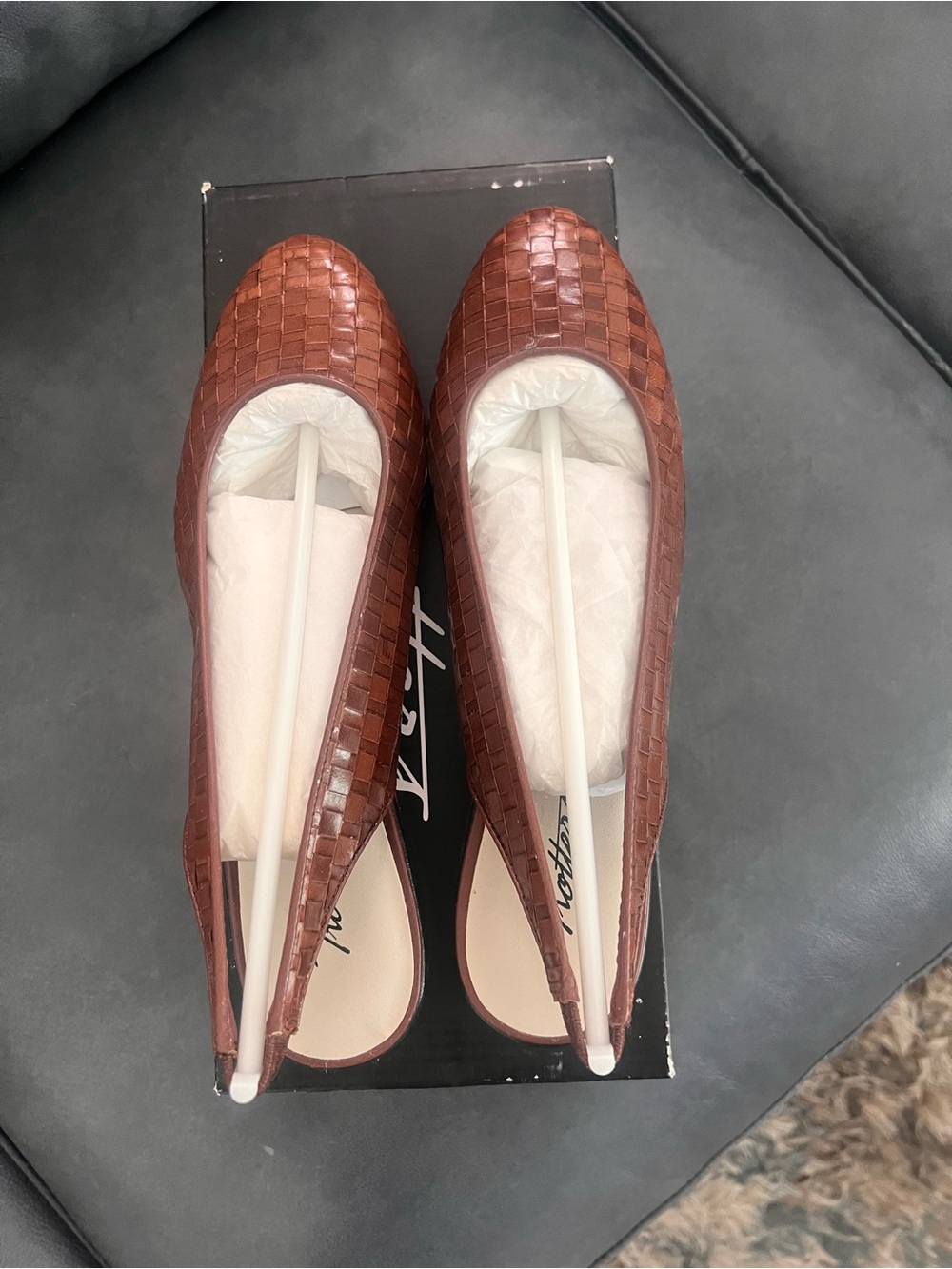 Trotters Woven Chestnut sling back Flats